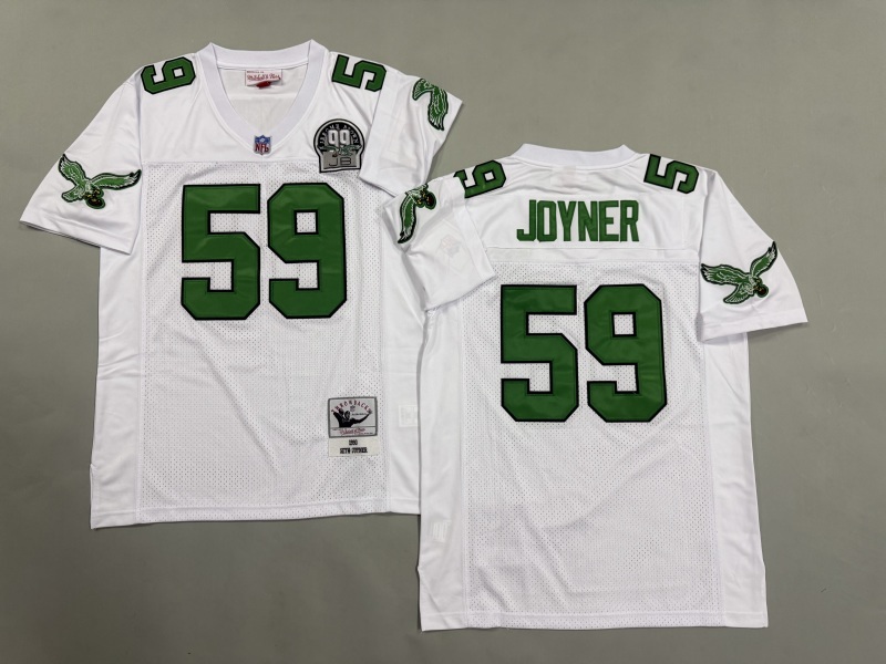 Men 2025 Philadelphia Eagles #59 Joyner white Throwback Limited NFL Jersey style 001